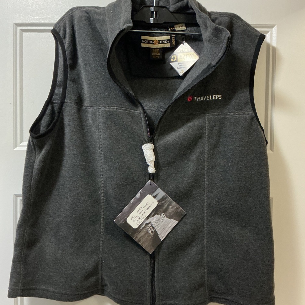 North End Fleece Vest Mens XL Heather Charcoal Grey Full Zip Travelers 78006